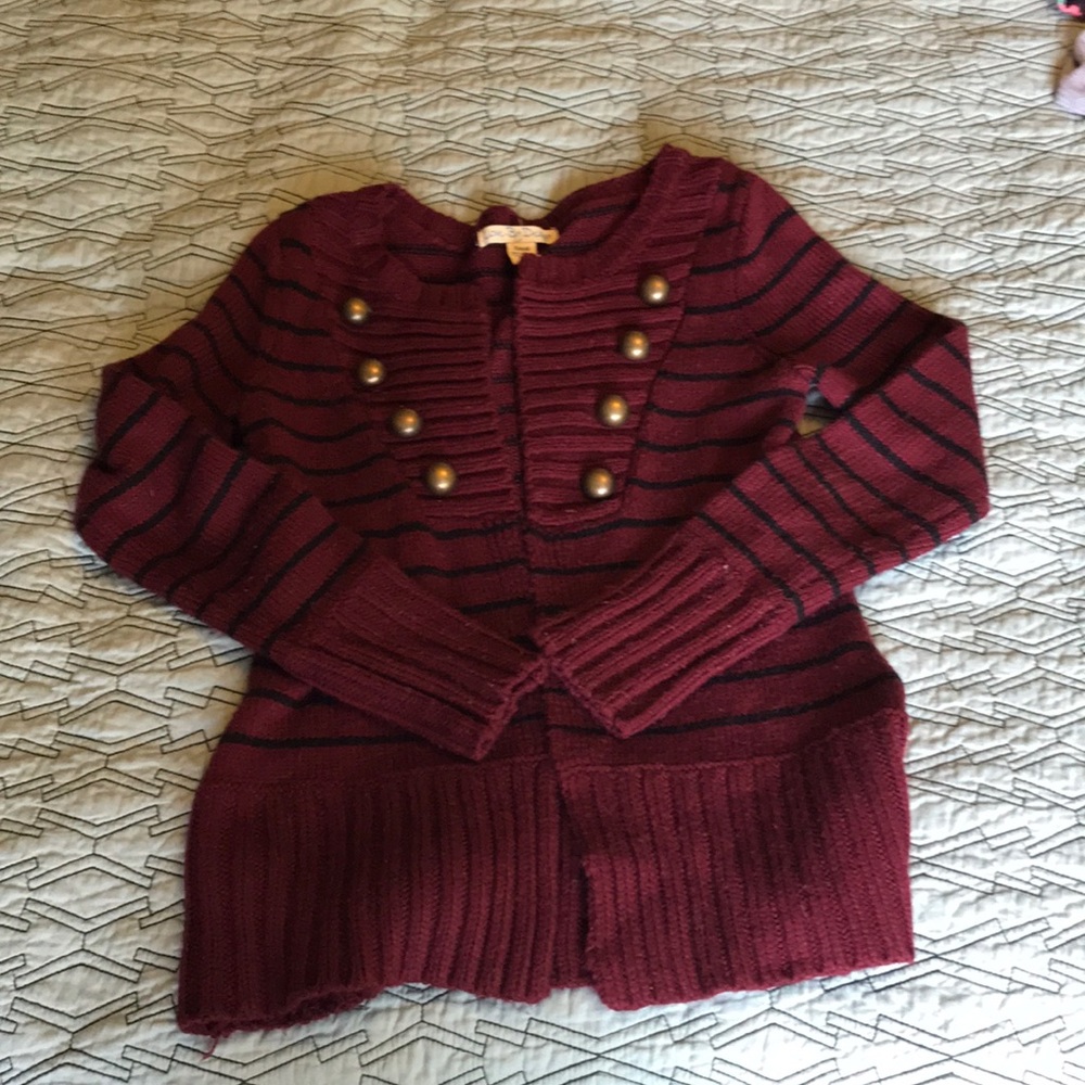 Burgundy with black stripes sweater